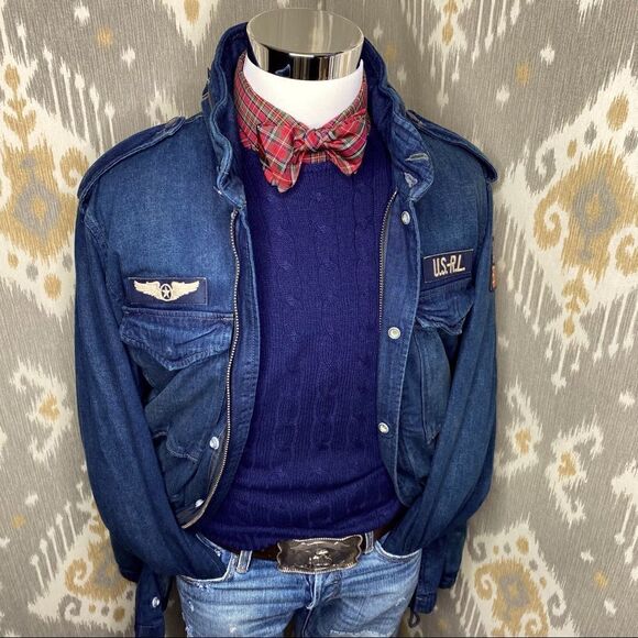 Polo Ralph Lauren Deep Indigo Denim Military Field Jacket - Picture 1 of 17